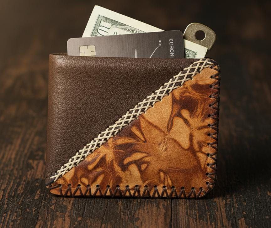 صناعة حافظة كروت من الجلد